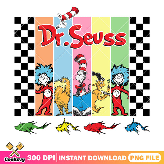 Dr seuss fish friends png digital download, dr seuss teacher png