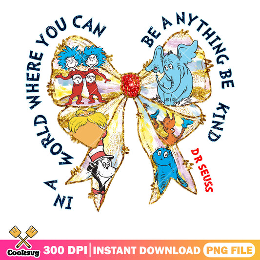 Dr seuss friends bow tie be kind png file, dr seuss bow tie​ png