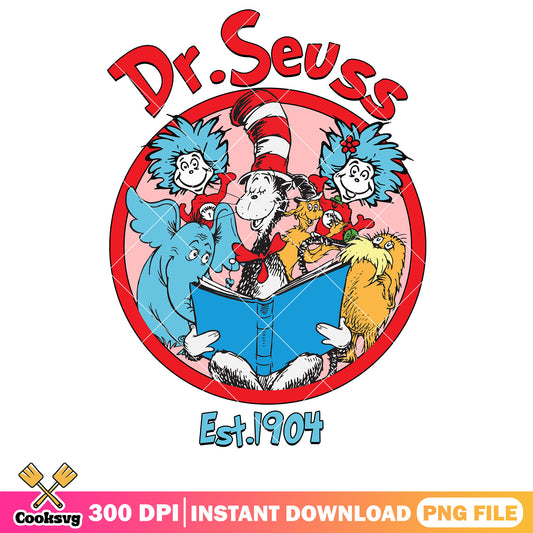 Dr seuss friends est 1904 circle png, dr seuss friends png