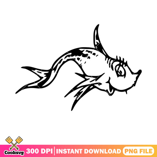 Dr seuss friends fish silhouette png, dr seuss fish png