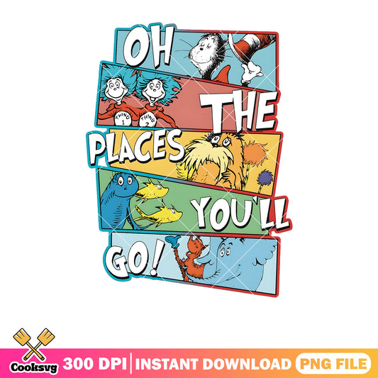 Dr seuss friends places you will go png, dr seuss friends png