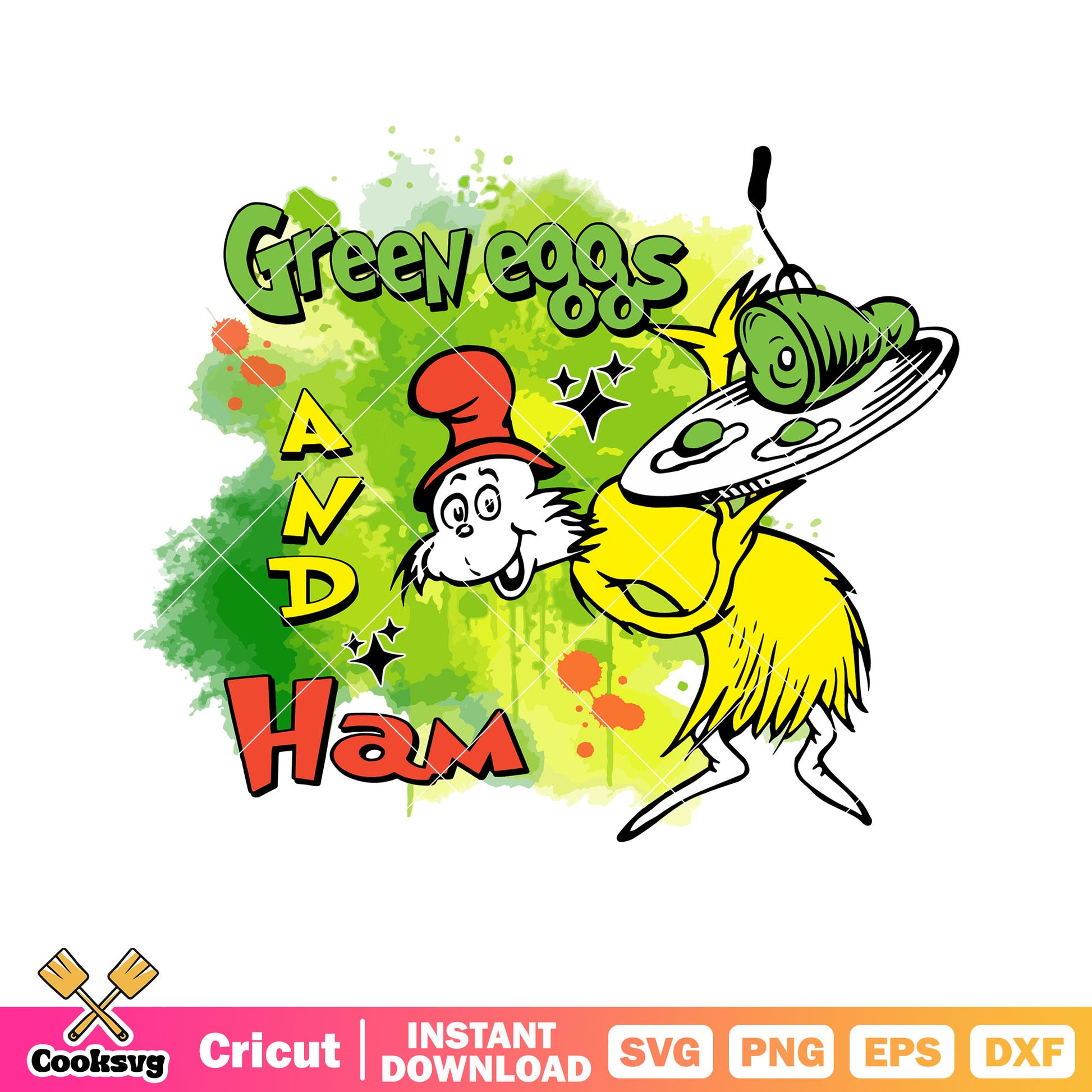 Dr seuss green eggs ham design svg, green eggs and ham svg