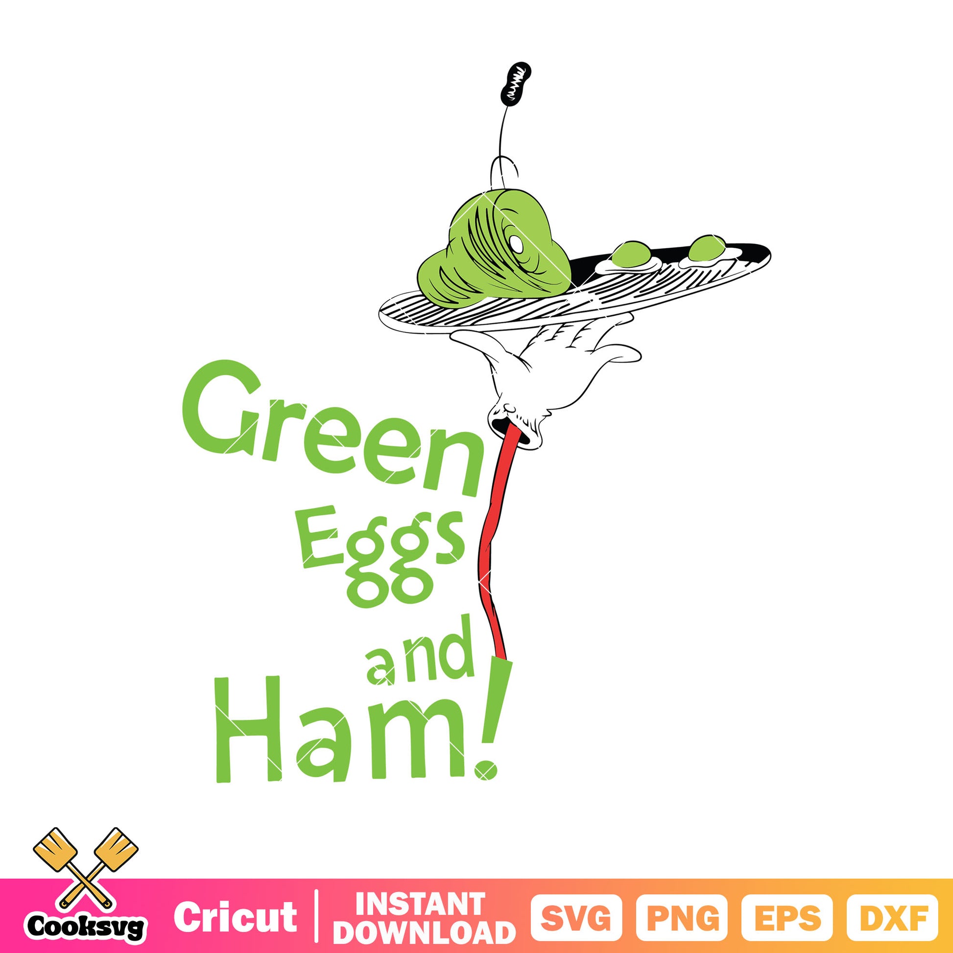 Dr seuss hand green eggs and ham svg, green eggs and ham svg