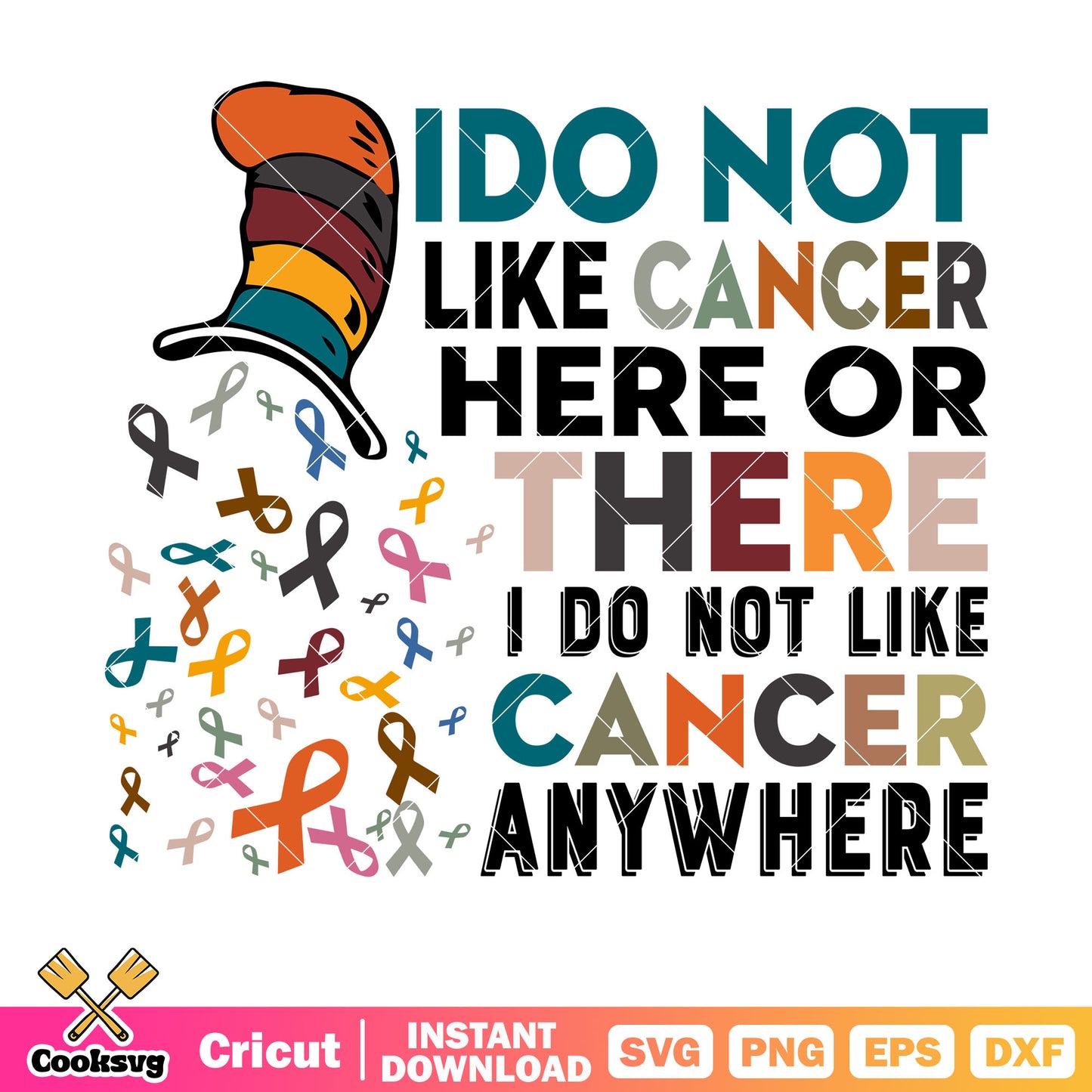 Dr seuss hat I do not like cancer svg, dr seuss hat svg, dr seuss quote svg