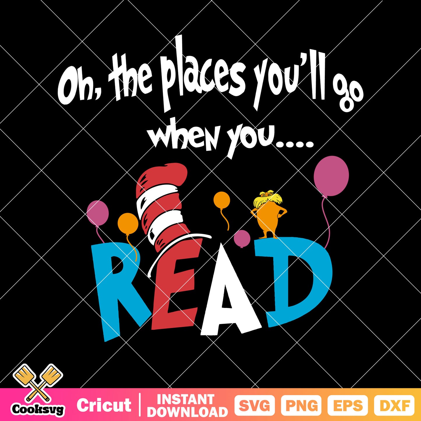 Dr seuss hat oh the places svg, dr seuss hat svg, dr seuss svg