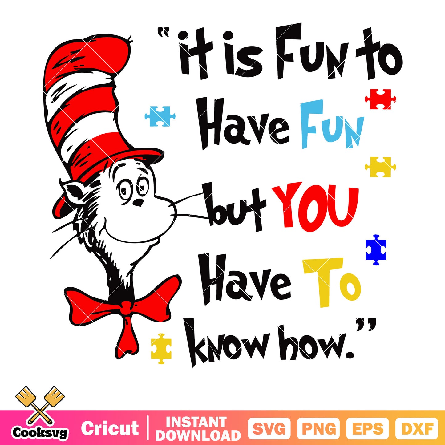 Dr seuss it is fun to have fun svg, dr seuss funny​ svg