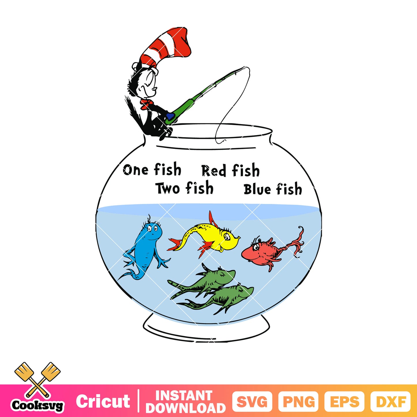 Dr seuss one two fish svg file, dr seuss fish svg, dr seuss friends vg