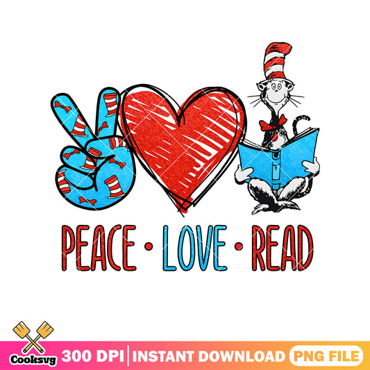 Dr seuss peace love read png, peace and love​ png, dr seuss png