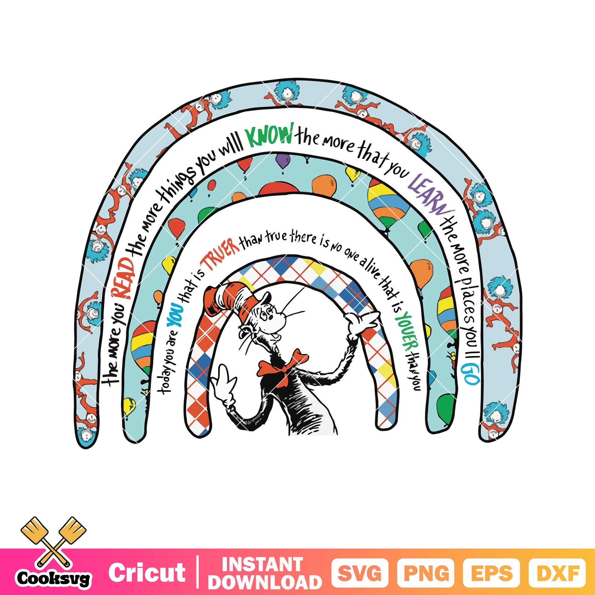 Dr seuss rainbow quotes svg, dr seuss quotes svg, dr seuss rainbow svg