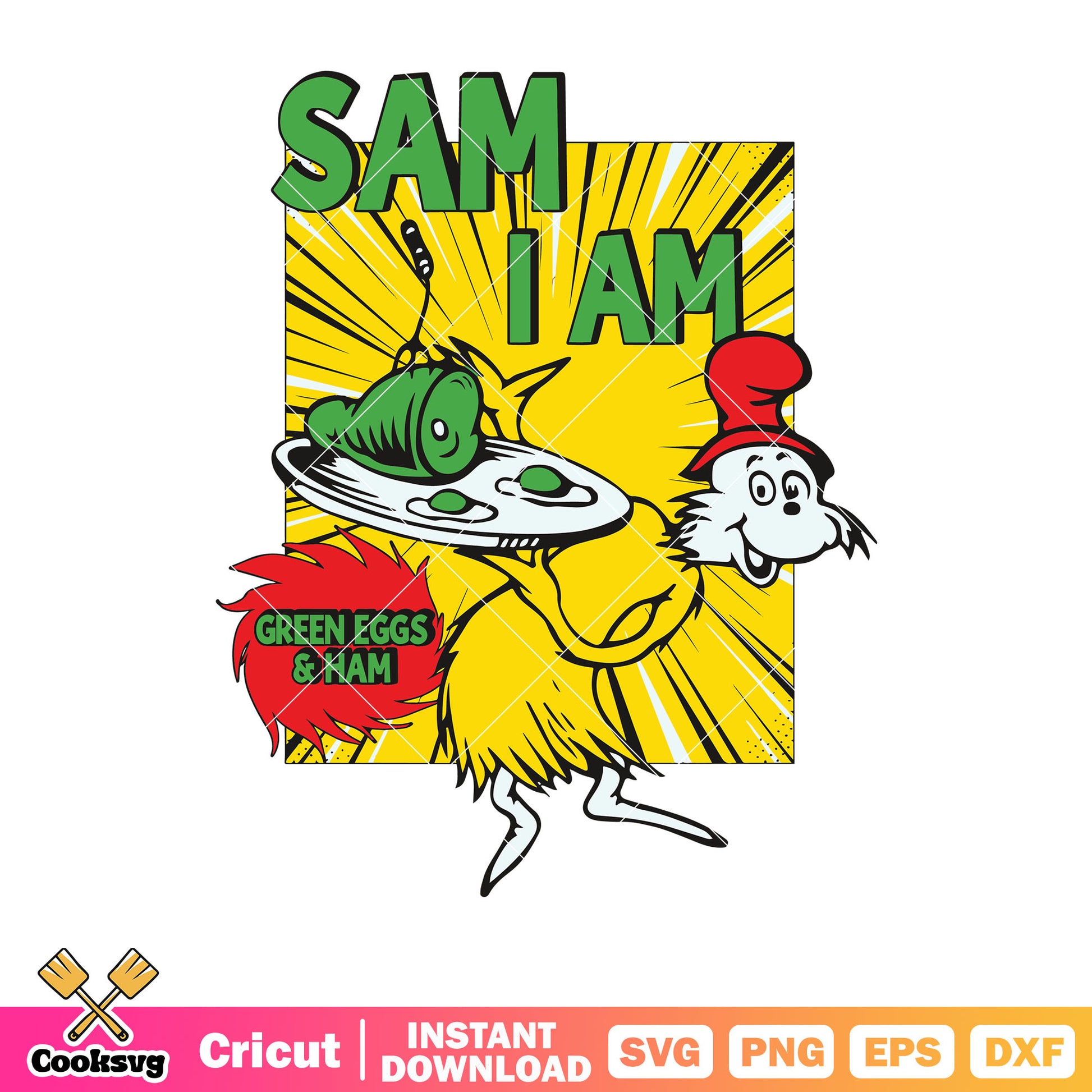 Dr seuss sam I am svg, dr seuss svg, green eggs and ham svg