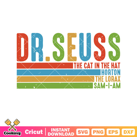 Dr seuss the cat in the hat svg, dr seuss quotes svg, dr seuss name svg