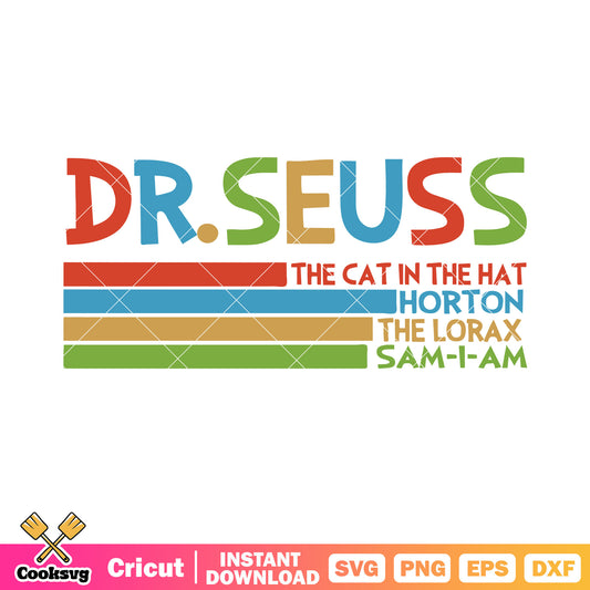 Dr seuss the cat in th hat svg, horton svg, sam i am svg