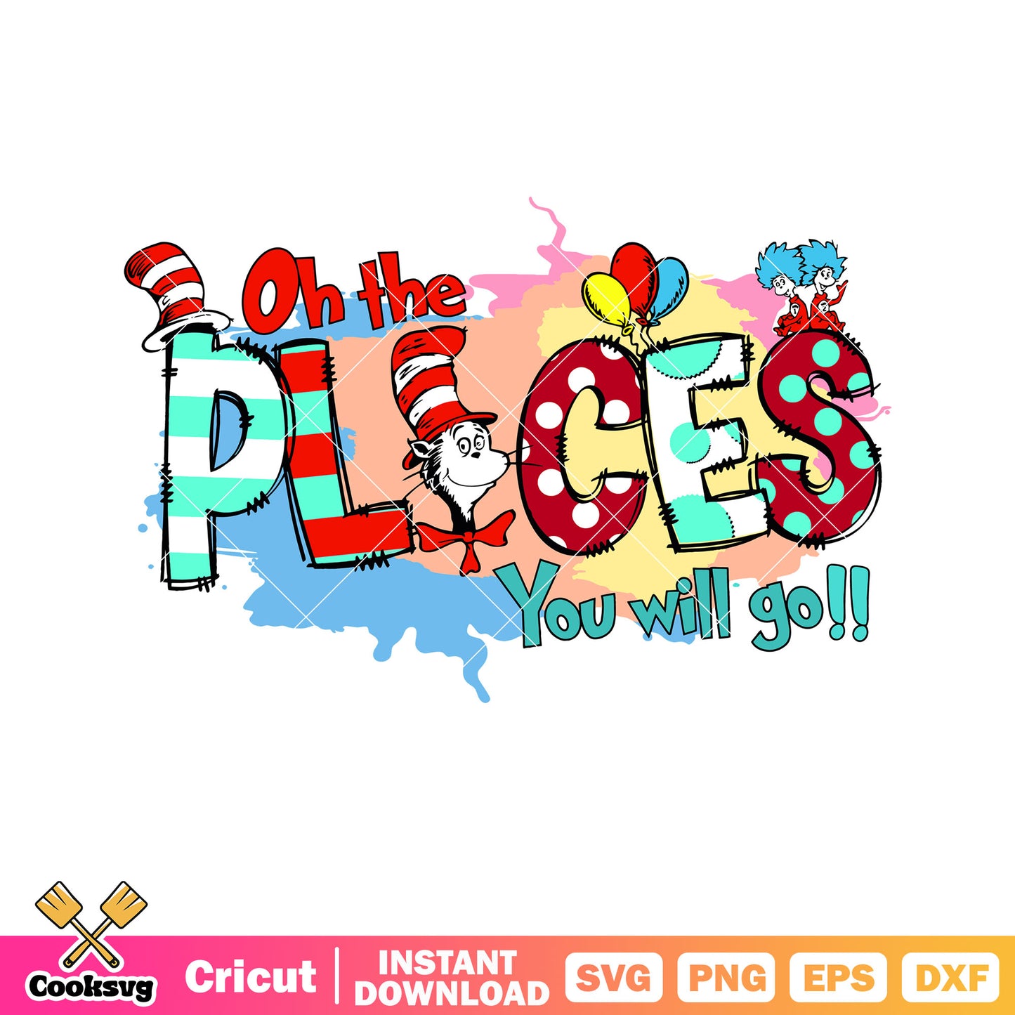 Dr seuss the place you will go svg, dr seuss quotes svg