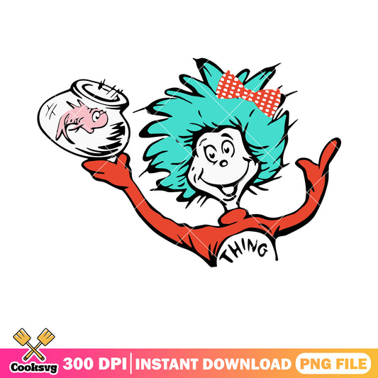 Dr seuss thing and fish png, dr seuss thing png, dr seuss fish png