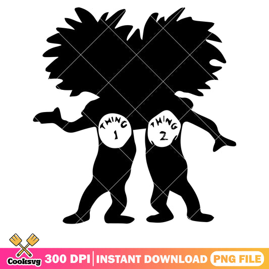 Dr seuss thing cartoon silhouette png, dr seuss silhouette​ png