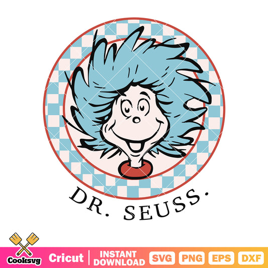 Dr seuss thing one circle svg, dr seuss thing one svg, thing one svg