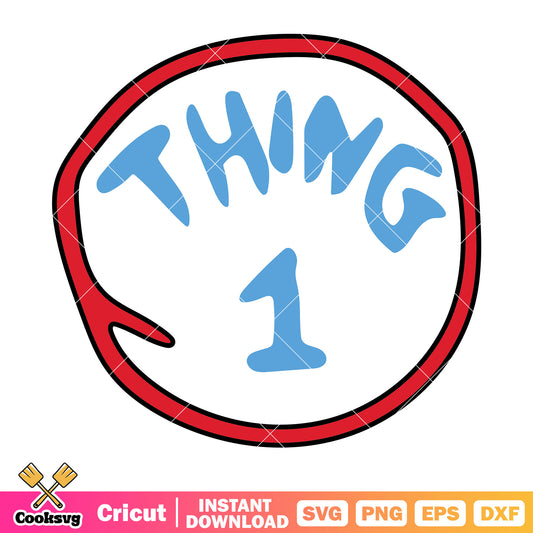 Dr seuss thing one circle svg file, dr seuss thing one svg