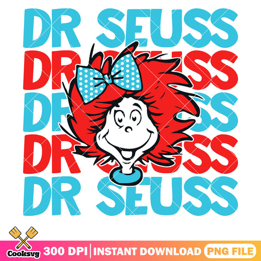 Dr seuss thing one face girl png, dr seuss thing one png