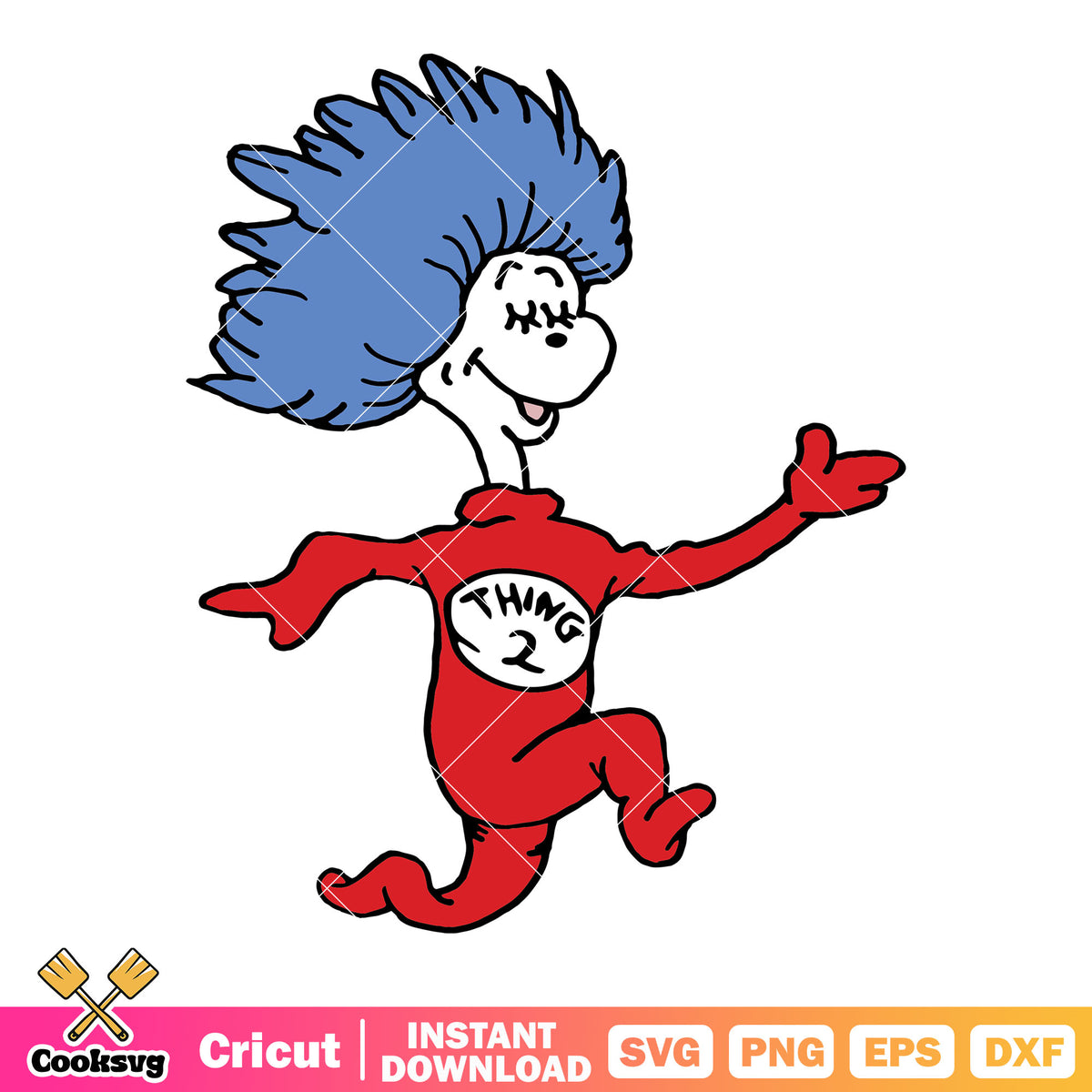 Thing 2 Icon Dr seuss thing two cartoon svg, dr seuss thing one svg, dr seuss svg ...