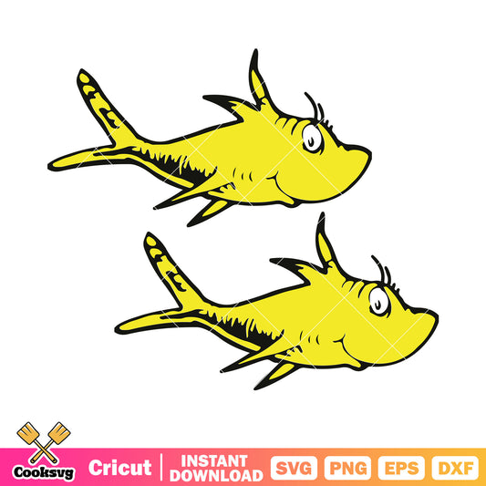 Dr seuss yellow fish svg file, dr seuss fish svg, dr seuss svg