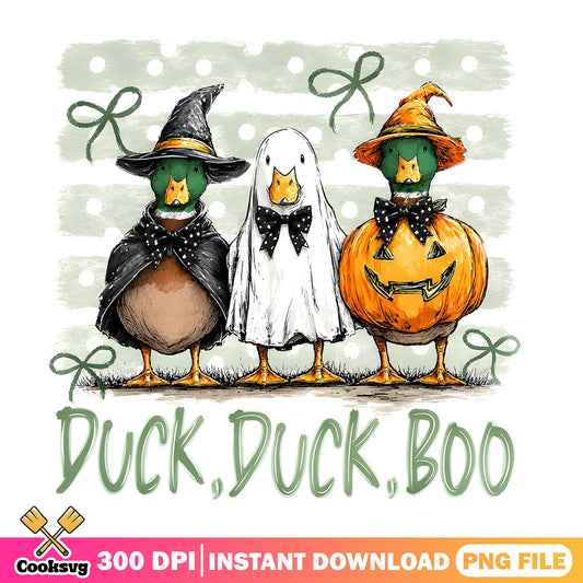 Duck Duck Boo Halloween PNG, Funny Duck Halloween PNG, Spooky Duck PNG