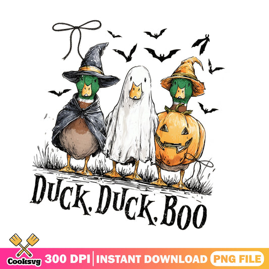 Duck Duck Boo Halloween PNG, Spooky Duck PNG, Halloween PNG