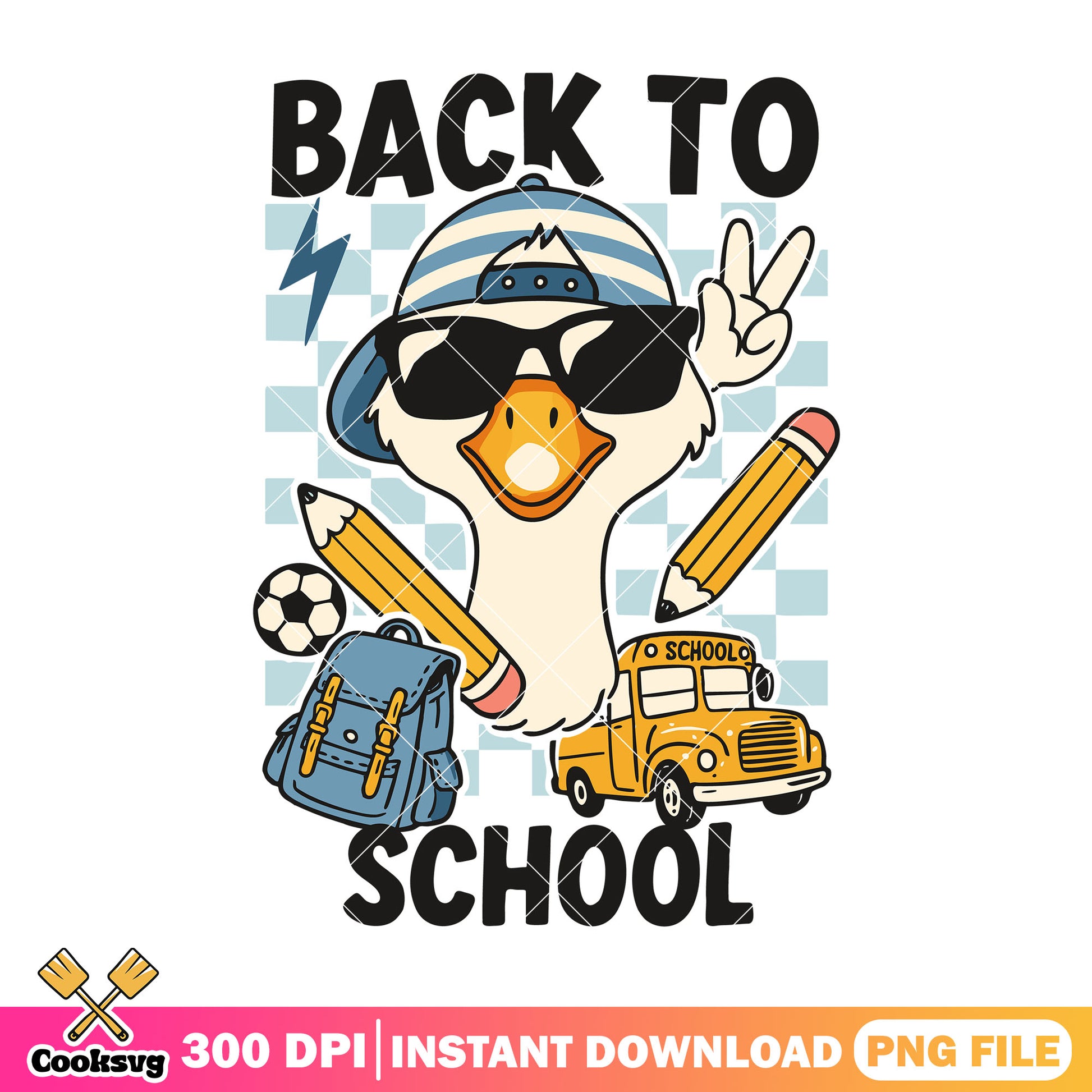 Duck back to school png, white duck png, go back to school png
