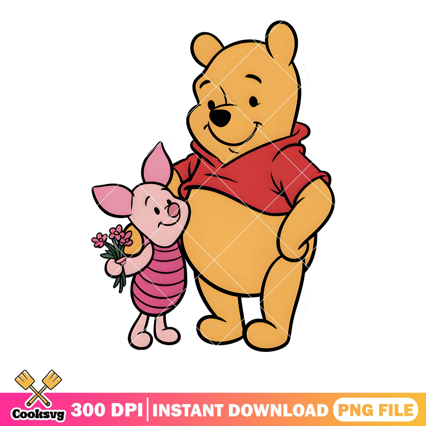 Duo piglet pooh poster png, disney piglet png, winnie the pooh png