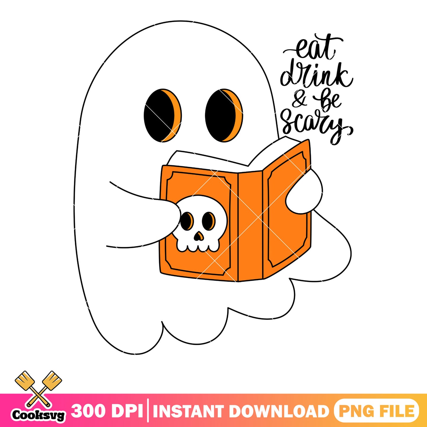 Eat drink and be scary png, baby ghost png, scary halloween png
