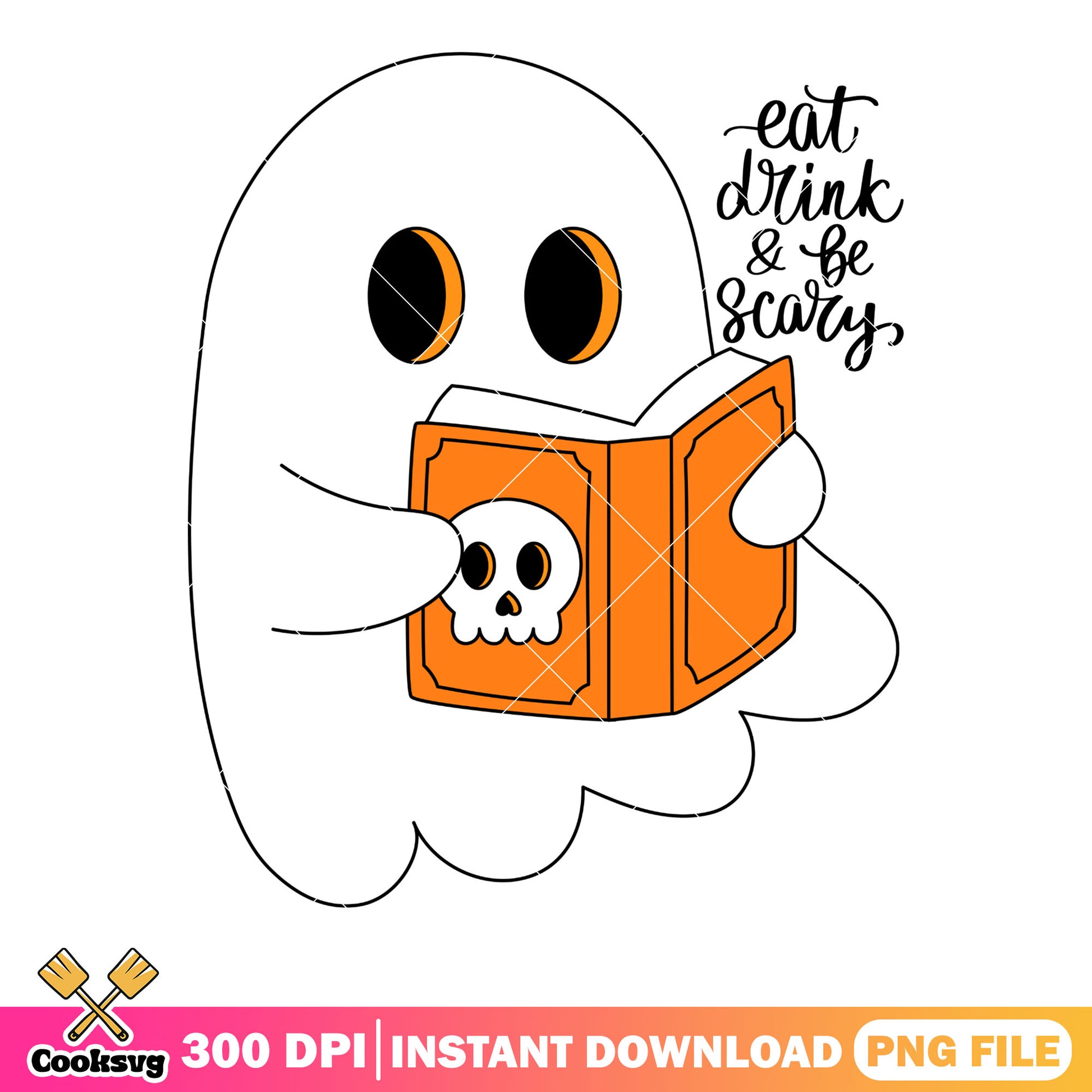 Eat drink and be scary png, baby ghost png, scary halloween png