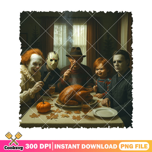 Eating chicken design file png, halloween jason png, horror meal png