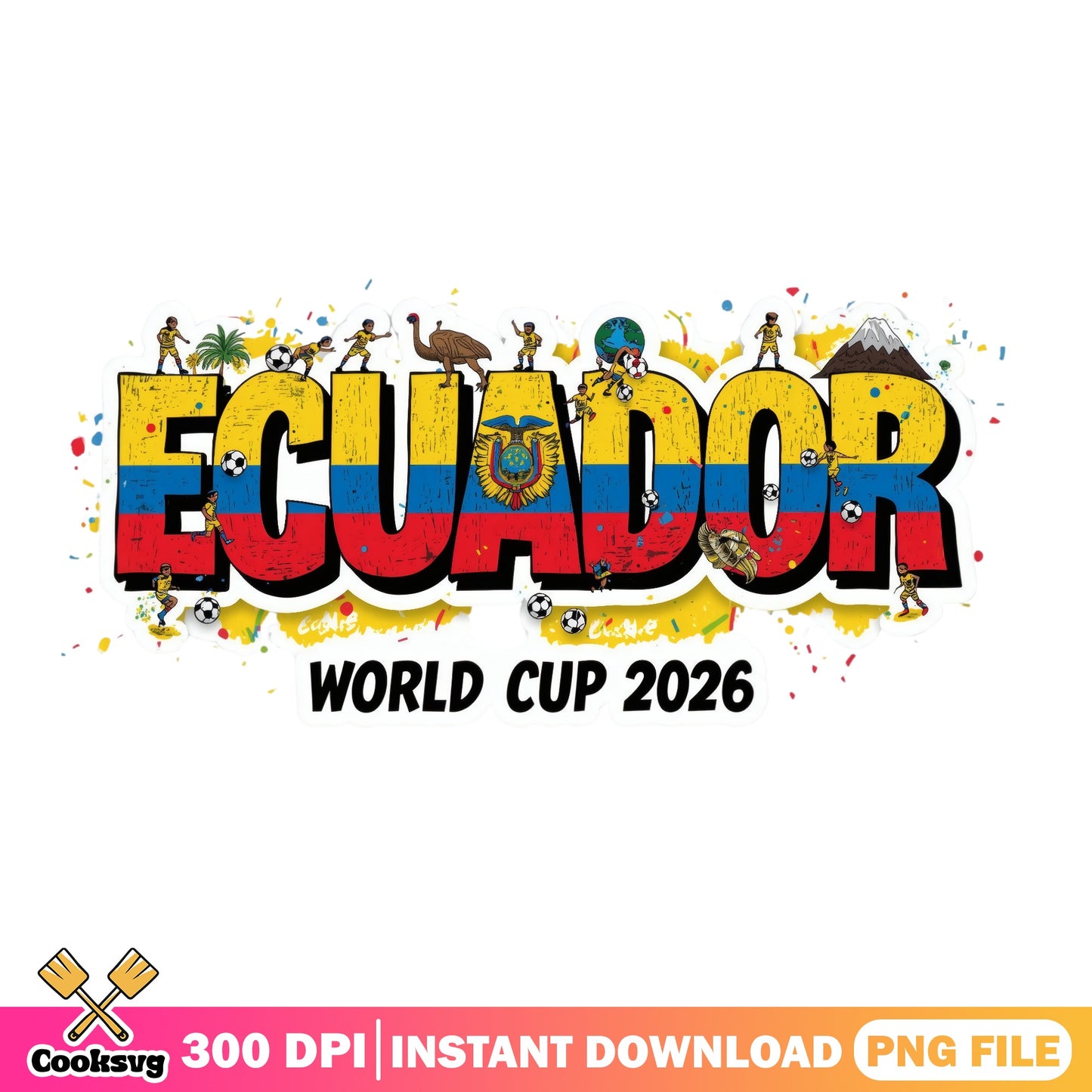 Ecuador World Cup 2026 PNG, Soccer Ecuador Flag PNG, Football PNG