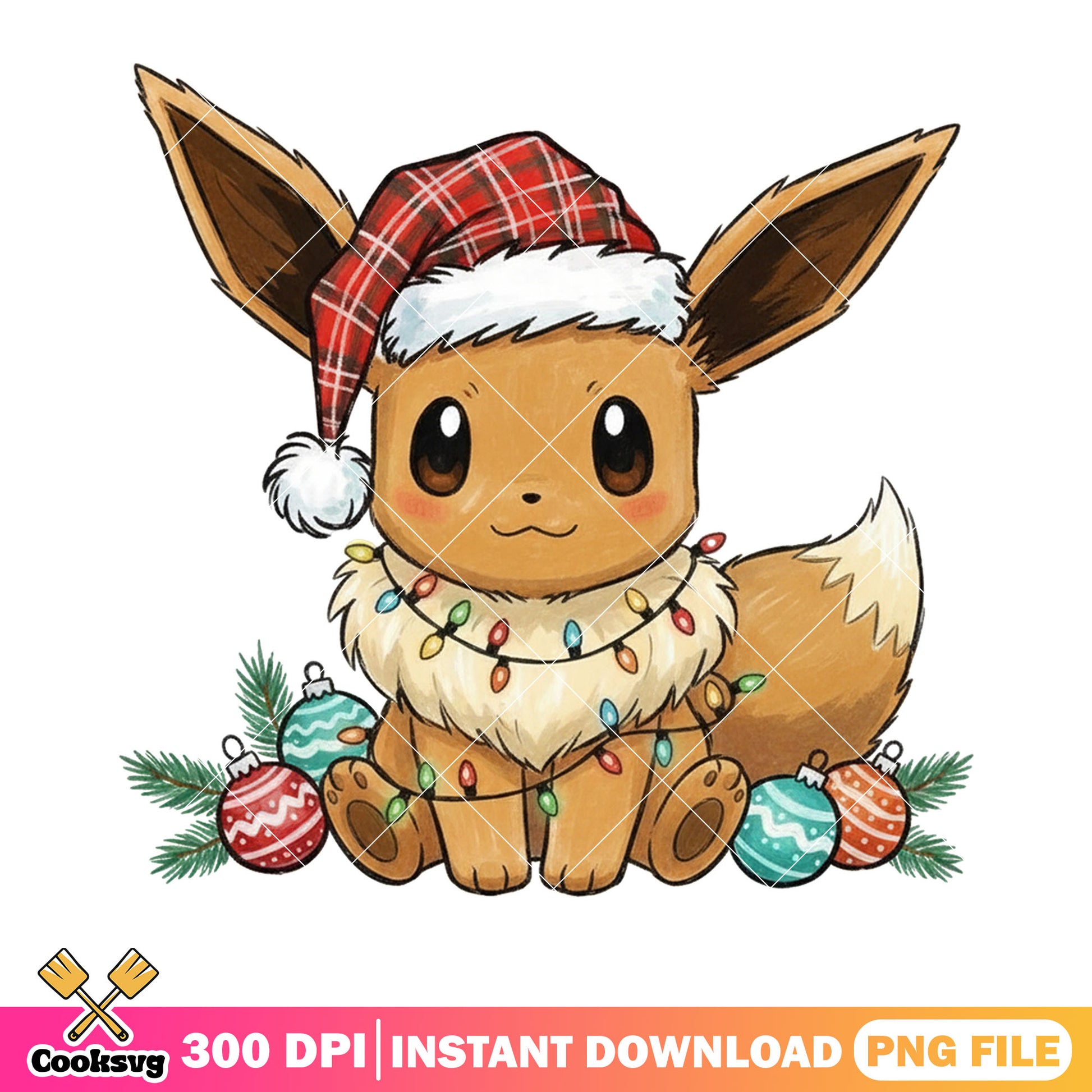 Eevee christmas sweater​ png, eevee christmas santa png, eevee png