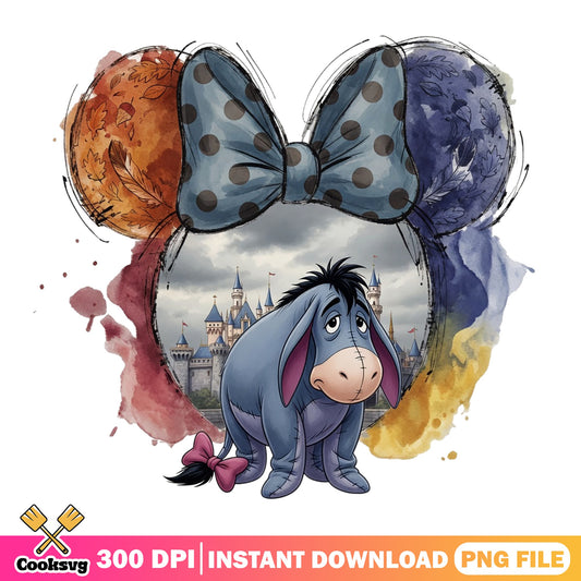 Eeyore Minnie Ears Disney Castle PNG, Winnie Pooh PNG