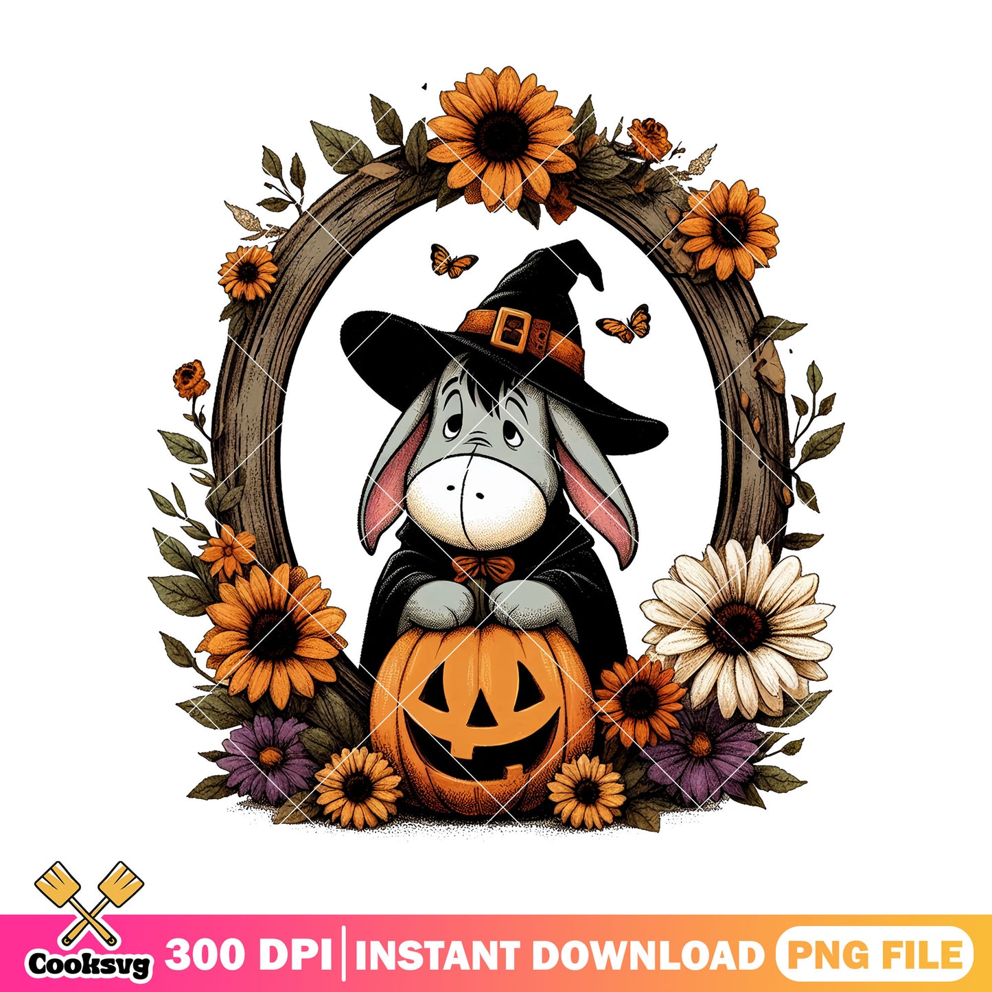 Eeyore in witch hat png, eeyore disney png, happy halloween png