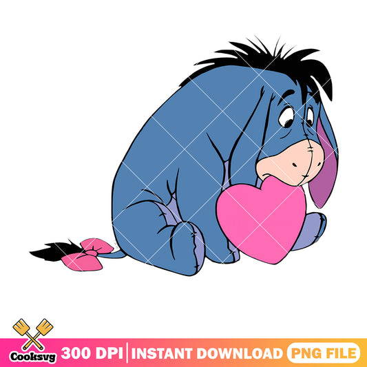 Eeyore pink love valentine png, pooh valentine png, winnie the pooh png