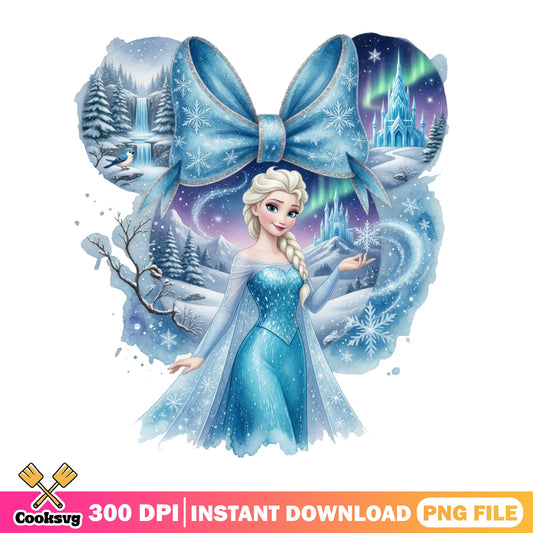 Elsa Frozen Minnie Ears Bow Winter PNG, Disney Princess PNG, Frozen PNG