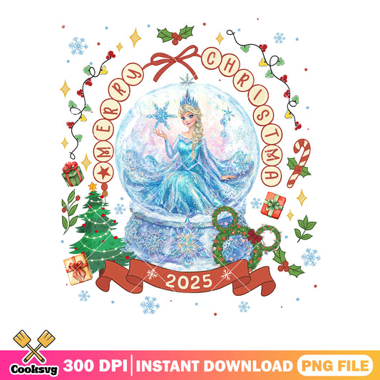 Elsa frozen princess png, globe snowflake png, blue dress png