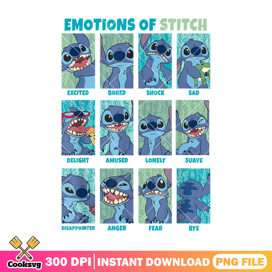 Emotions of stitch disney png, stitch emotion png, cute stitch png