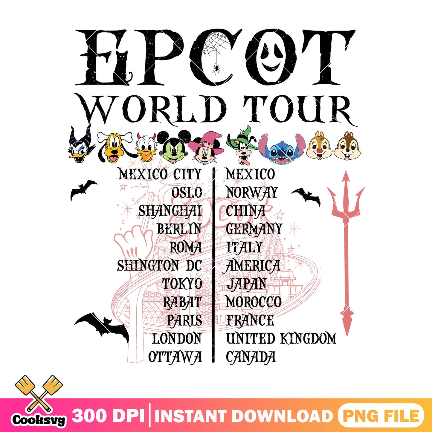 Epcot world tour design png, when is halloween png, cartoon mickey png