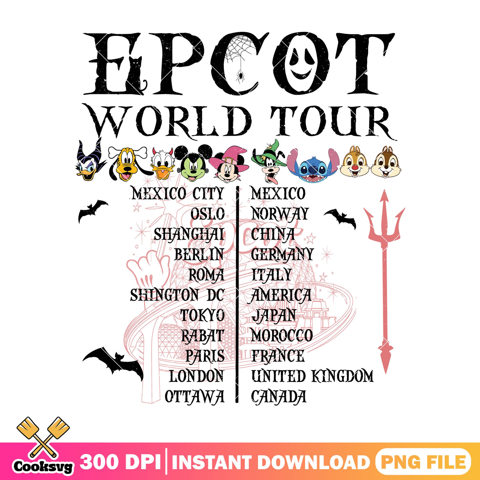 Epcot world tour design png, when is halloween png, cartoon mickey png