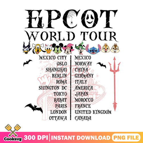 Epcot world tour design png, when is halloween png, cartoon mickey png