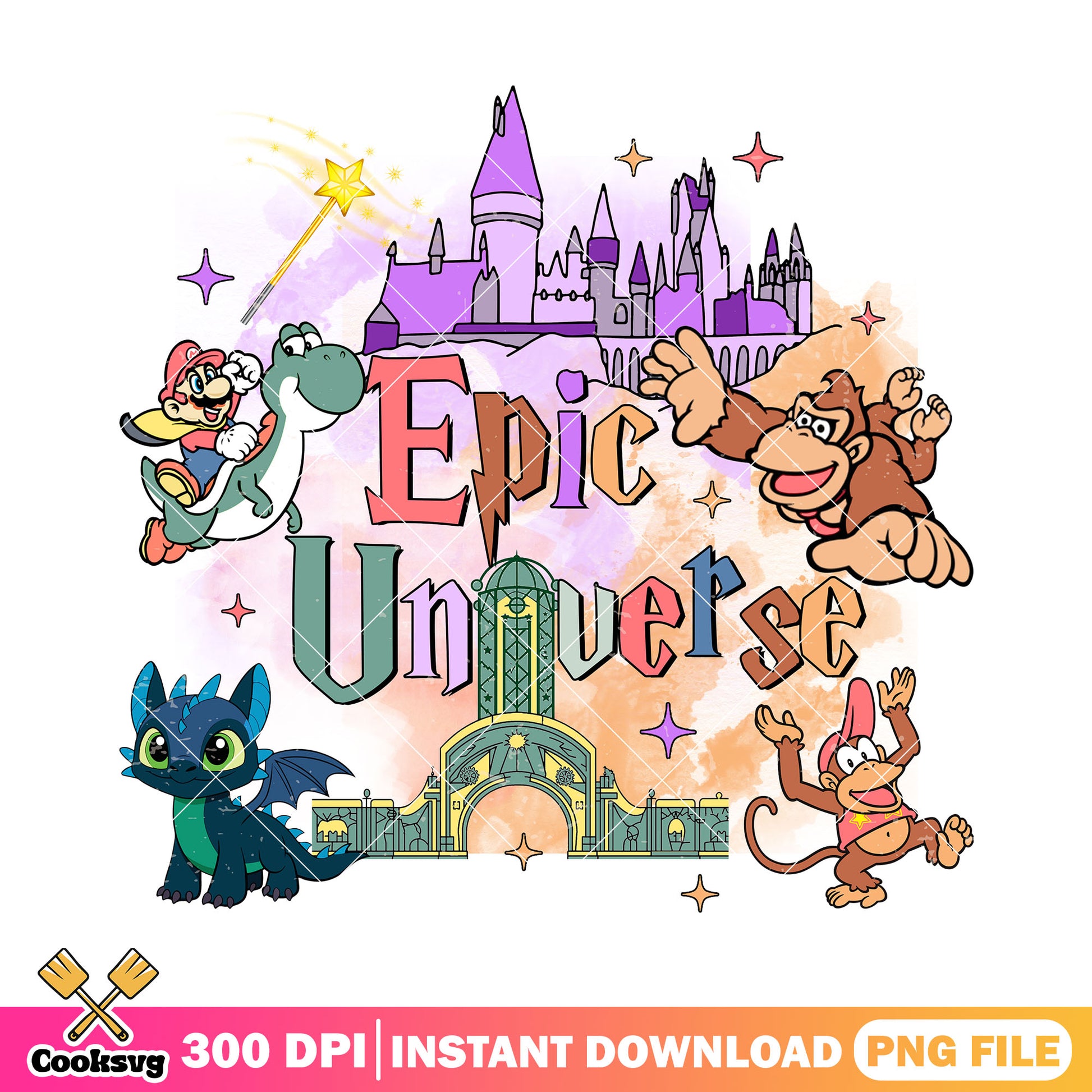 Epic universe adventure png, super mario png, cartoon disney png