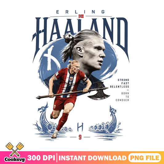 Erling Haaland Norway Soccer PNG, Football Player PNG, Viking PNG