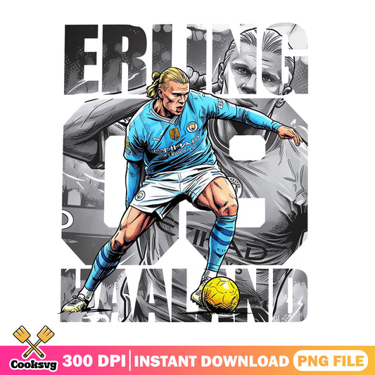 Erling Haaland Number 9 Soccer PNG, Football Player PNG, Manchester City PNG
