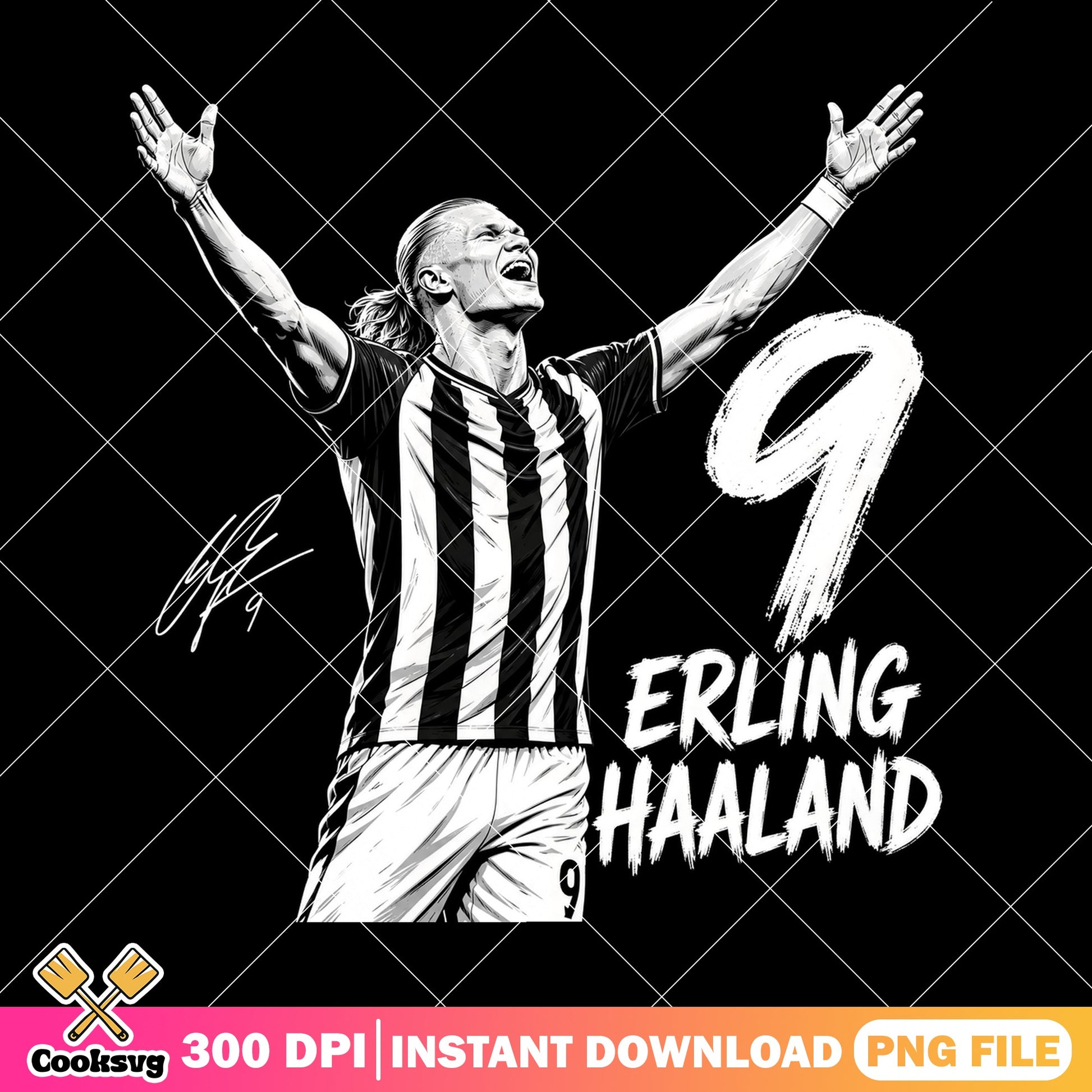 Erling Haaland Number 9 Soccer PNG, Football Player PNG, Sports PNG