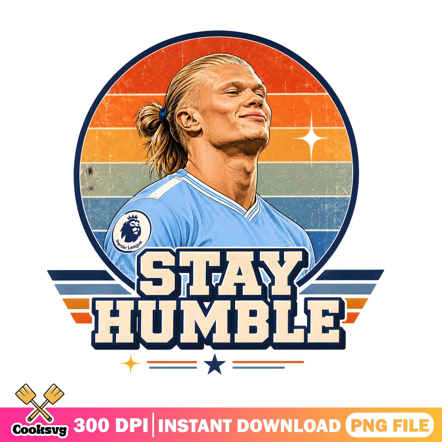 Erling Haaland Stay Humble PNG, Soccer Player PNG, Retro PNG