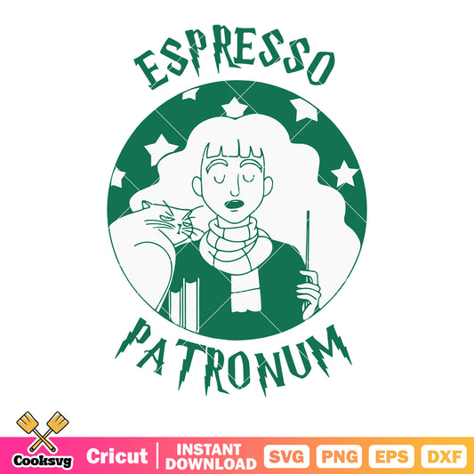 Espresso patronum svg, fluffy hair girl svg, starry night svg