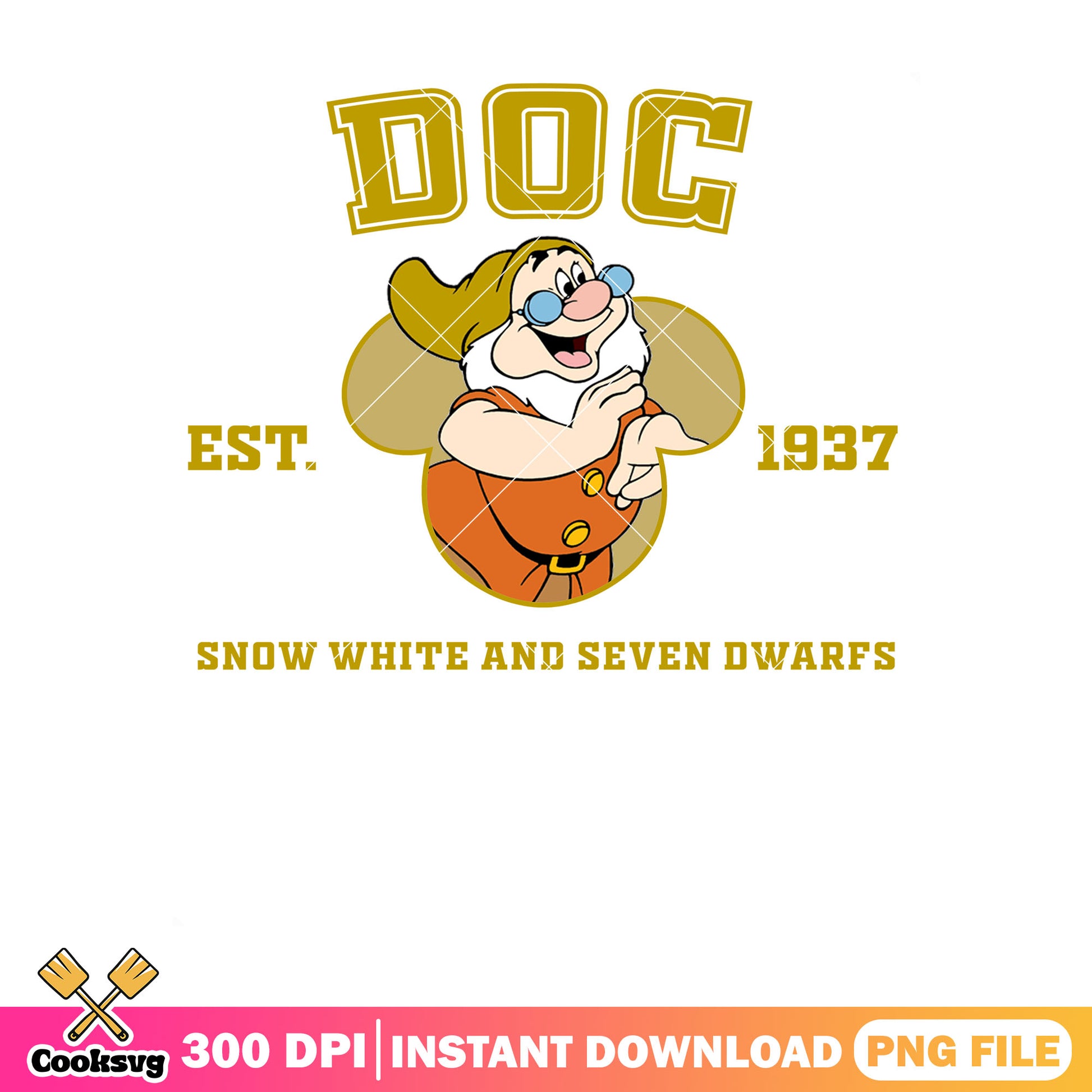 Est 1937 doc png, doc dwarf​ png, walt disney png