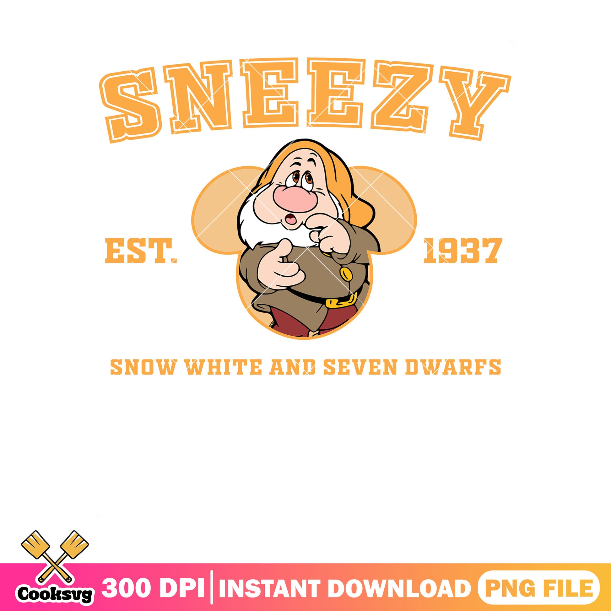 Est 1937 sneezy png, sneezy dwarf​ png, walt disney world png